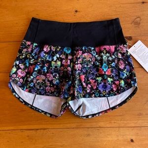 NWT Lululemon Speed Up High-Rise Short 4" Flowerscope Black Size 6